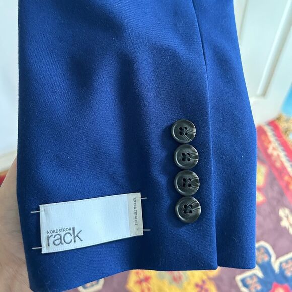 Mens 44 R Suit Jacket Sports Coat Blazer Office Work Wedding Groomsman Blue L - Picture 5 of 7